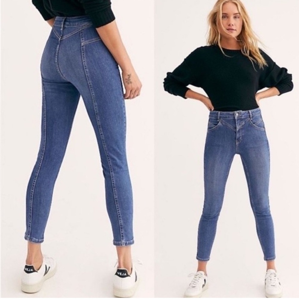 Free People We The Free Riley Seamed Skinny Jeans size 28